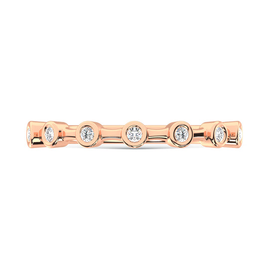 Diamante cultivado en laboratorio en oro rosa de 10 quilates, 1/10 quilates total. Alianza de boda