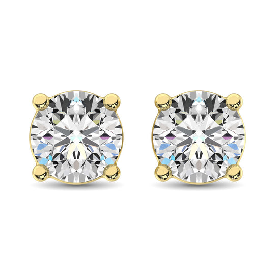 Diamante cultivado en laboratorio de oro amarillo de 14 quilates, 1/2 quilates total. Pendientes solitarios