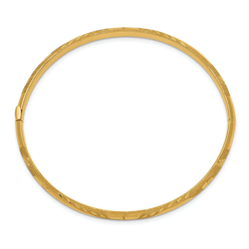 14K Yellow Gold Laser Engraved Hinged Bracelet (3/16")