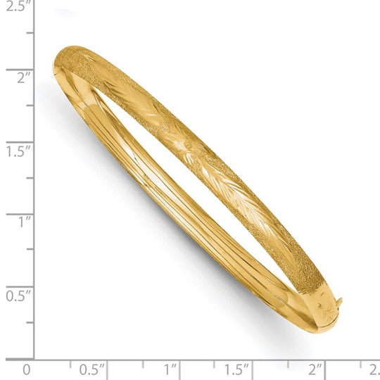 14K Yellow Gold Laser Engraved Hinged Bracelet (3/16")