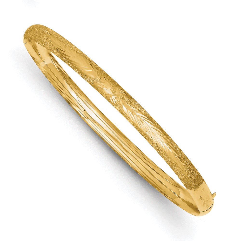 14K Yellow Gold Laser Engraved Hinged Bracelet (3/16")
