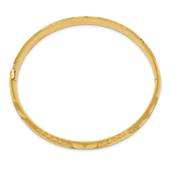 14K Yellow Gold Laser Cut Oversized Bangle Bracelet with 8mm Hinge