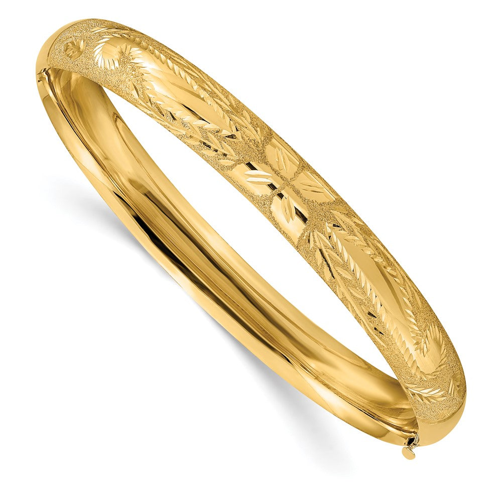 14K Laser Cut 5/16 Bangle Bracelet