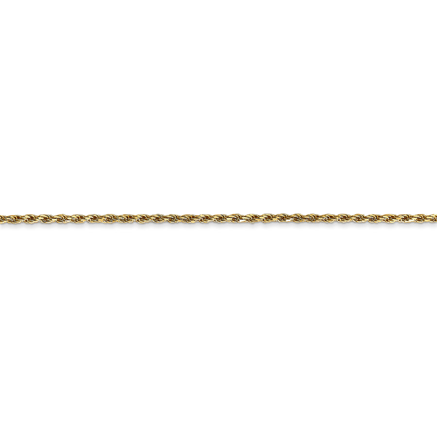 Cadena de Oro Amarillo de 14K de 30 pulgadas y 1.3 mm, Trenzada Sólida, Hecha a Máquina con Cierre de Langosta
