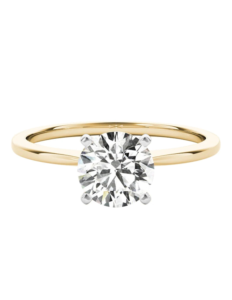 Anillo estilo solitario con diamante de laboratorio redondo 1.02 ct, color E, claridad VVS2