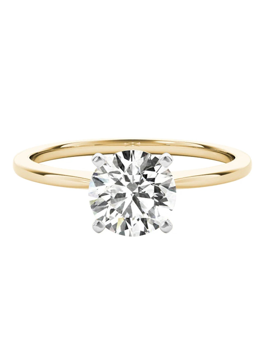 Anillo estilo solitario con diamante de laboratorio redondo 1.02 ct, color E, claridad VVS2