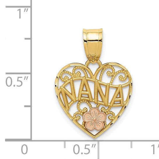 Colgante de Corazón para NANA en Oro Bicolor