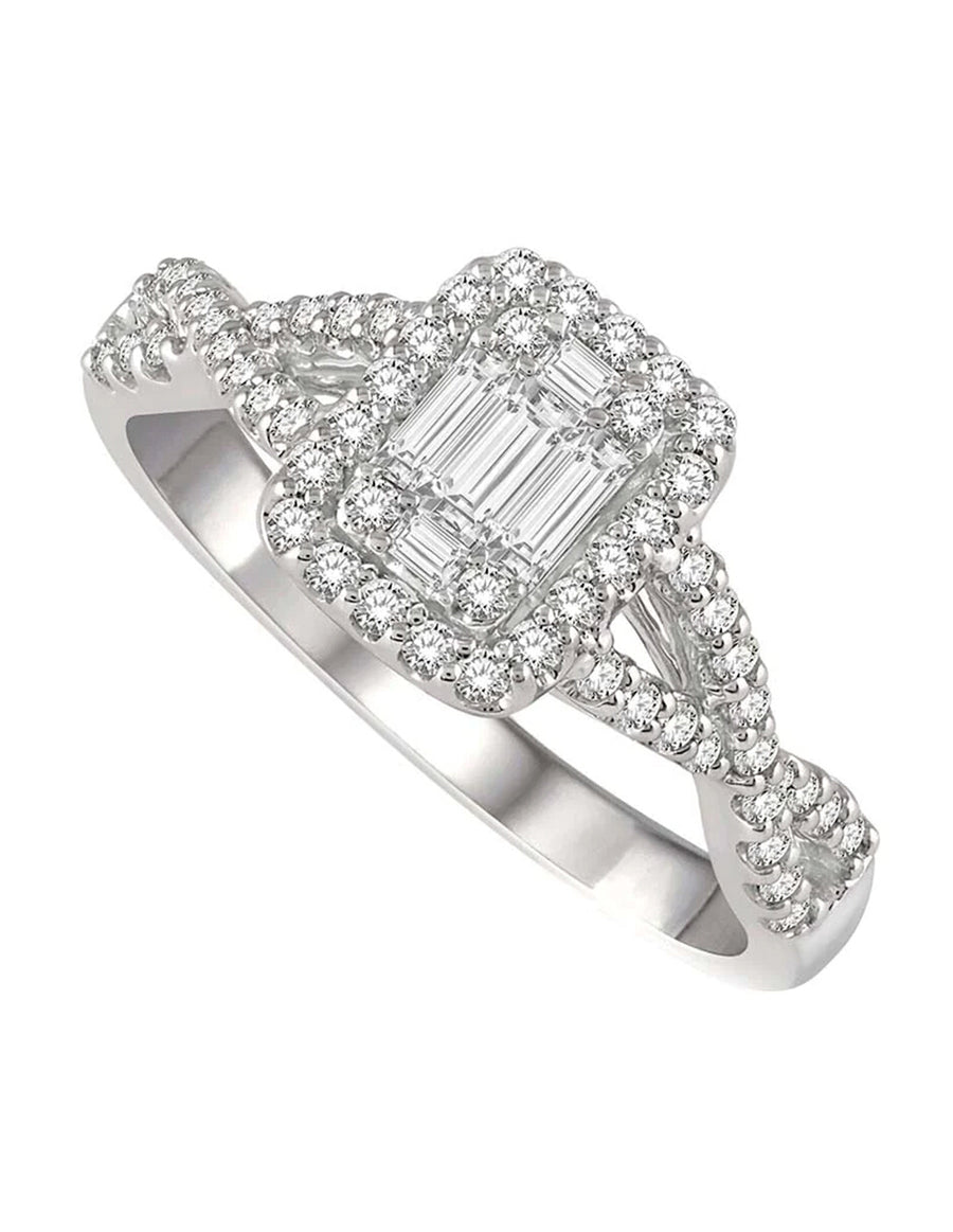ANILLO DE COMPROMISO ESTILO CLUSTER CON DIAMANTE NATURAL- 0.35 F SI1