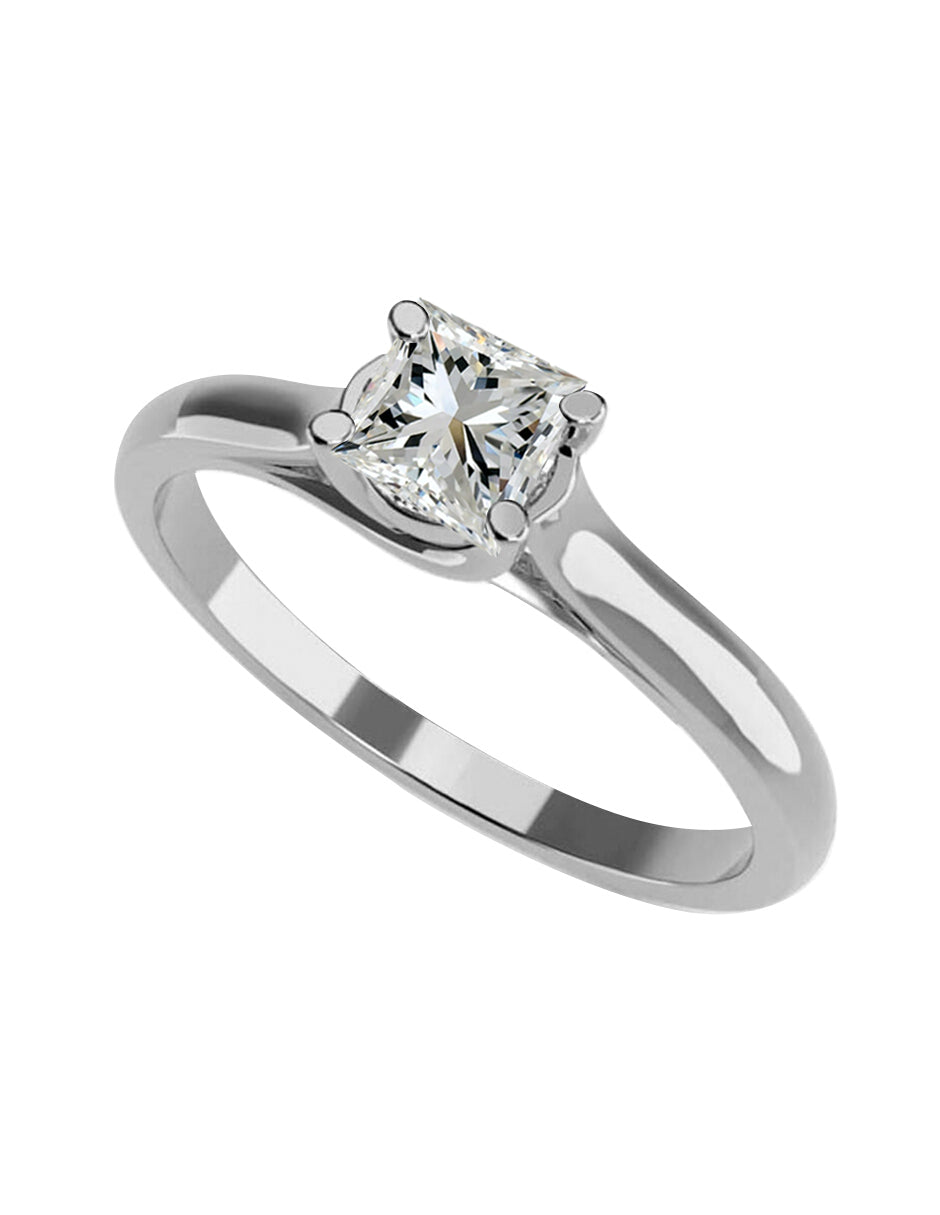 Anillo estilo solitario con diamante de laboratorio princesa 0.21 ct, color D, claridad VVS2