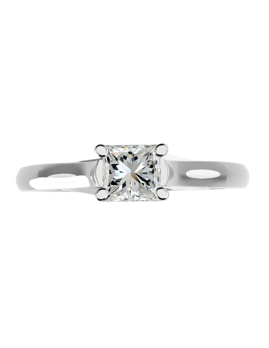 Anillo estilo solitario con diamante de laboratorio princesa 0.21 ct, color D, claridad VVS2