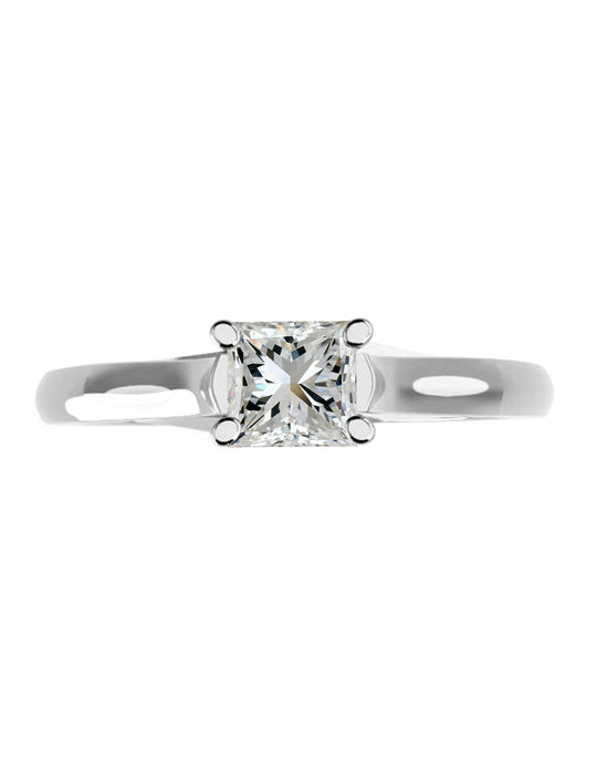 Anillo estilo solitario con diamante de laboratorio princesa 0.21 ct, color D, claridad VVS2