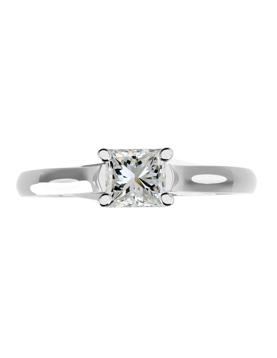 Anillo estilo solitario con diamante de laboratorio princesa 0.21 ct, color D, claridad VVS2