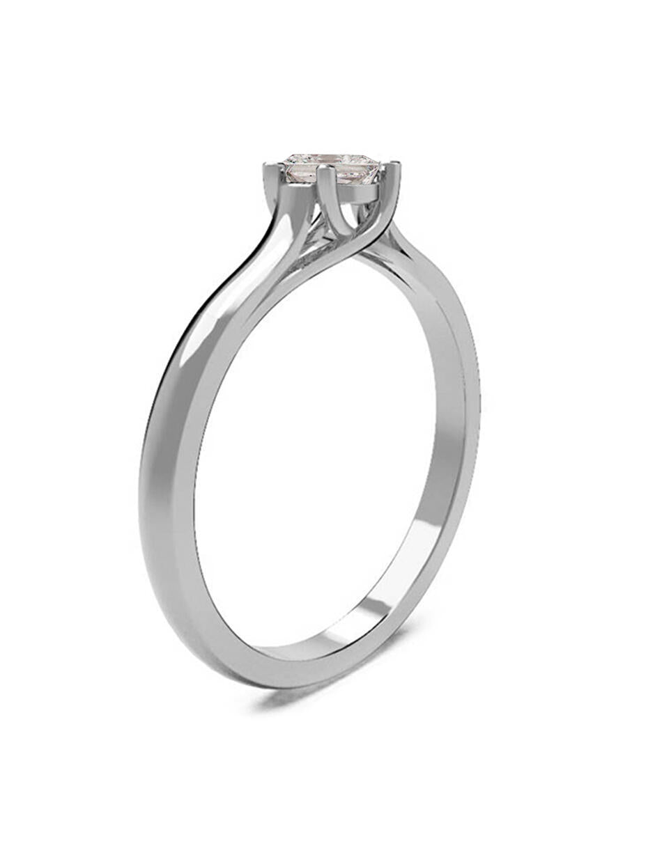 Anillo estilo solitario con diamante de laboratorio princesa 0.21 ct, color D, claridad VVS2