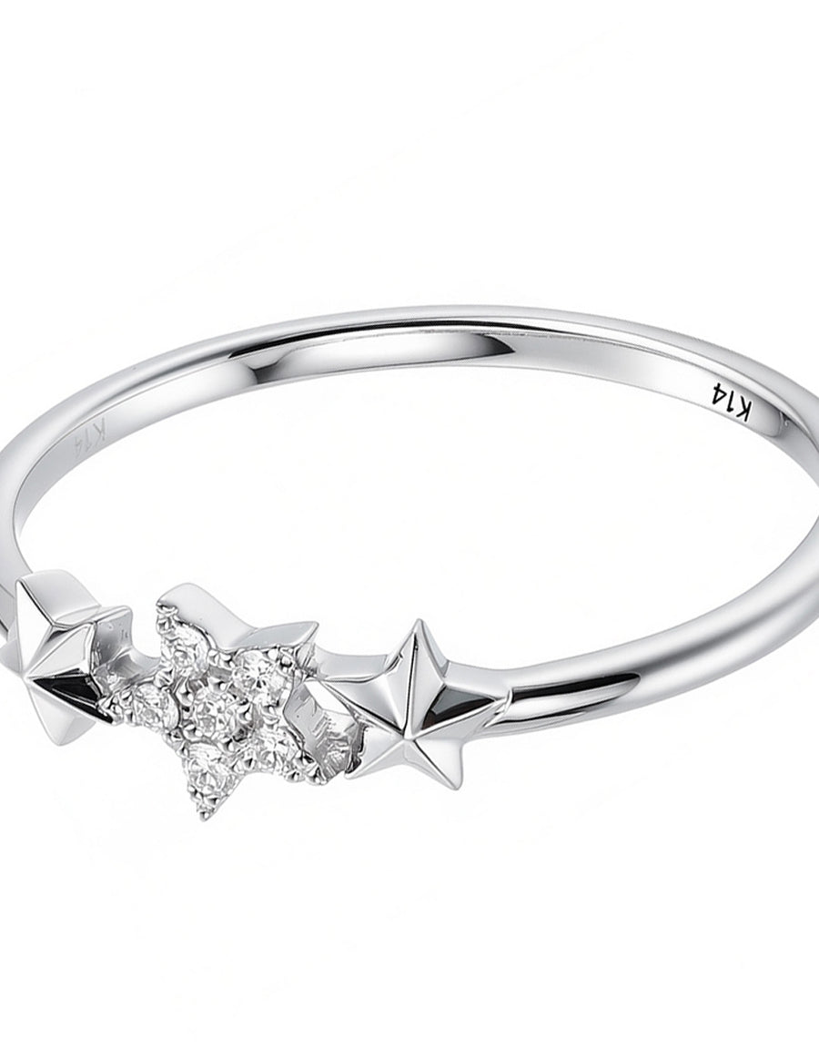 Anillo de Moda con Piedras Laterales