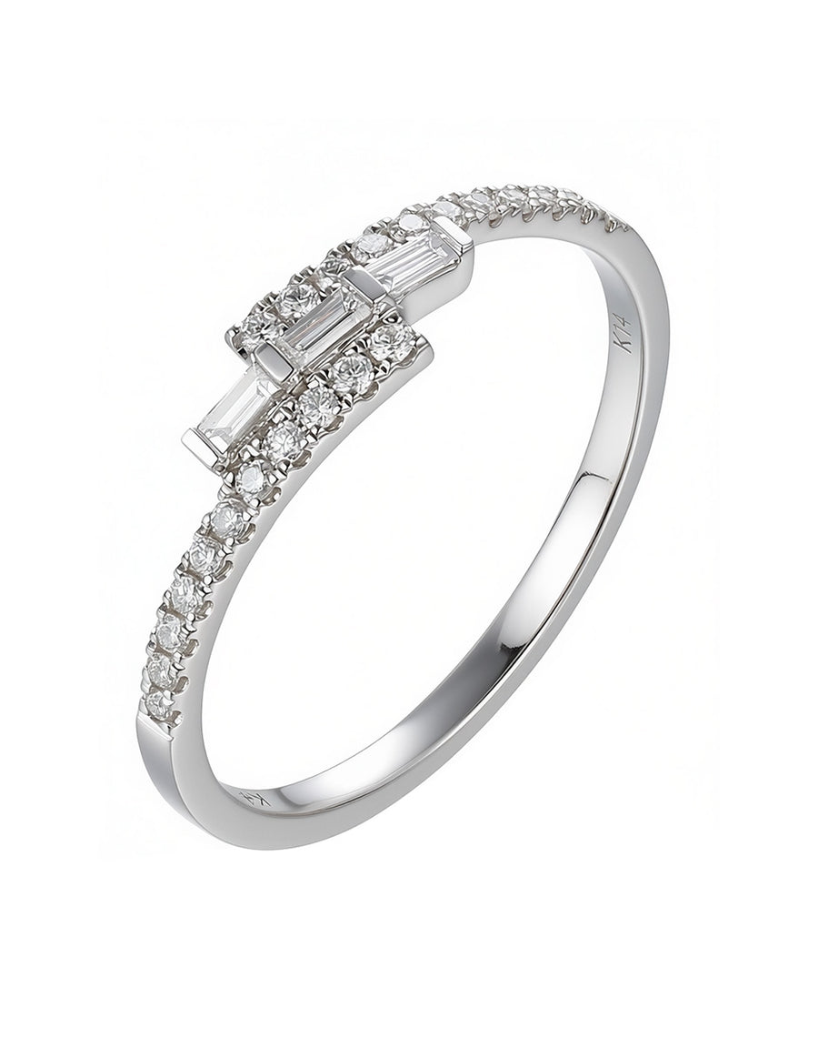 Anillo de Moda con Piedras Laterales