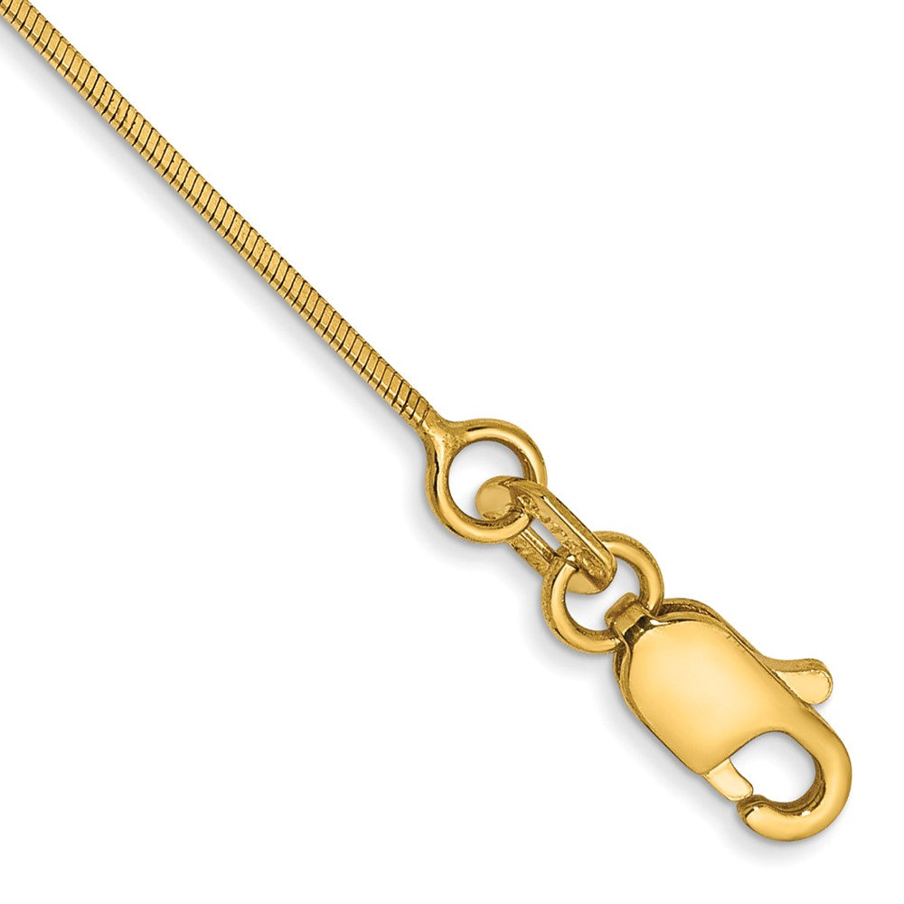Tobillera de 14K en Oro Amarillo de 10 Pulgadas y 0.6 mm Tipo Serpiente Octagonal con Cierre de Langosta