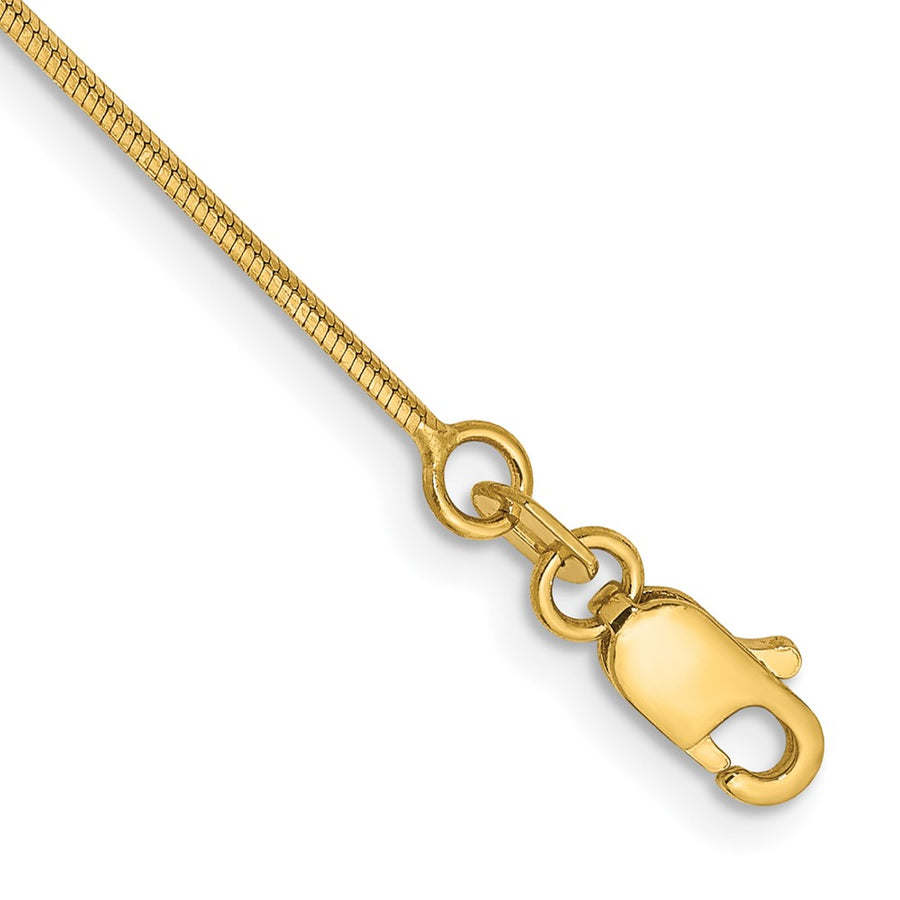 Tobillera de 14K en Oro Amarillo de 10 Pulgadas y 0.8 mm Tipo Serpiente Octagonal con Cierre de Langosta