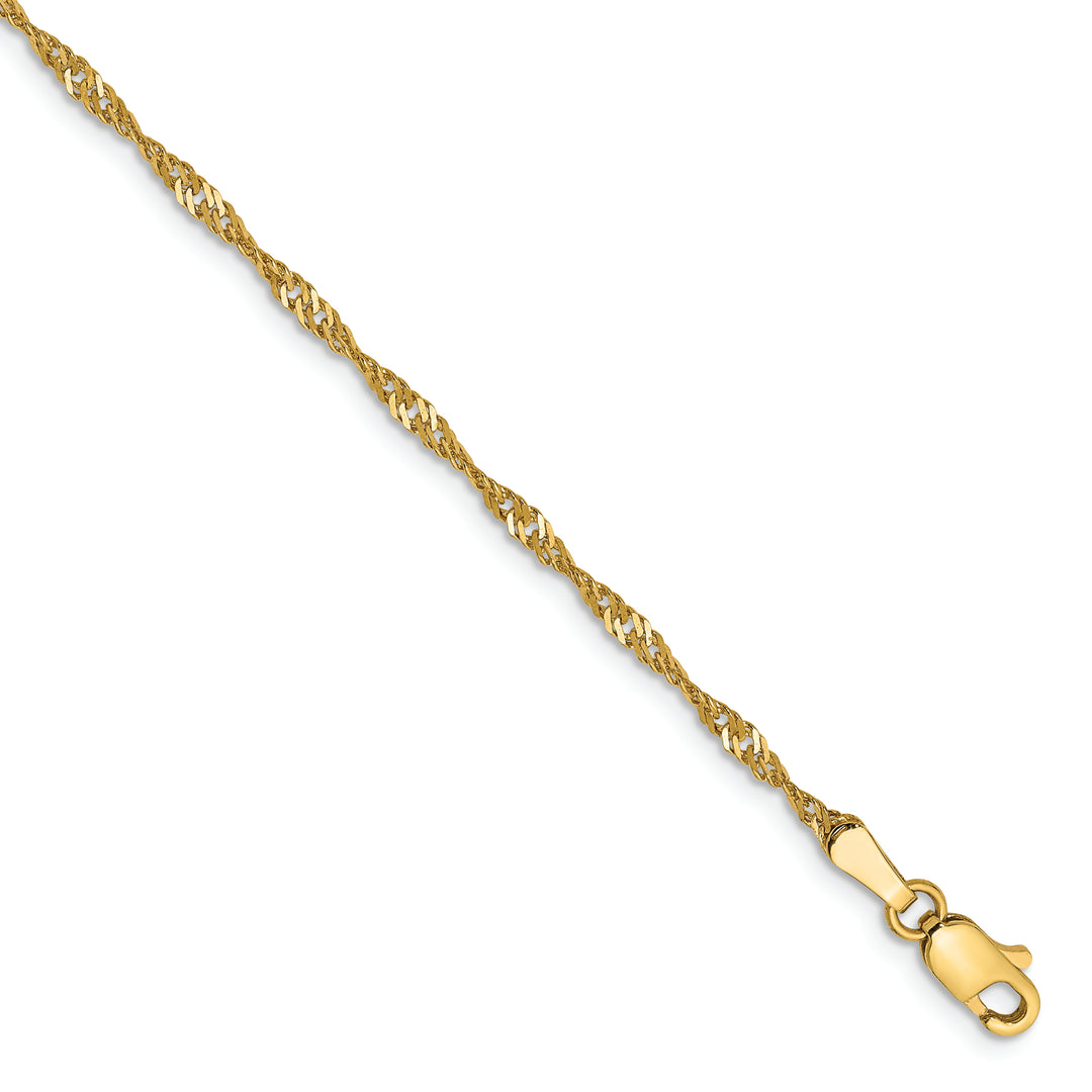 Tobillera Singapur de 14k de 9 pulgadas y 1.70 mm con Cierre de Langosta