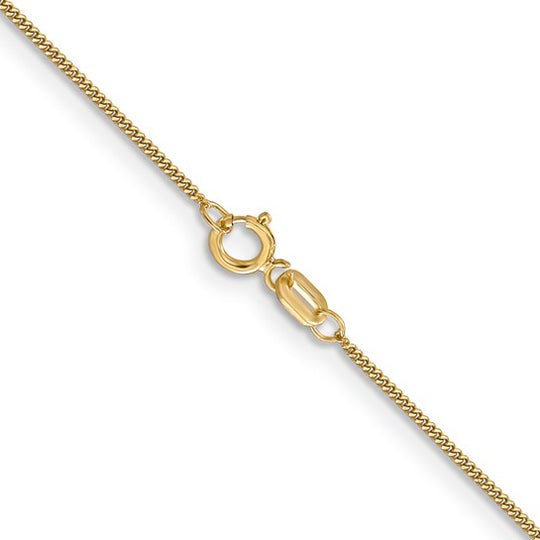 Cadena de Colgante 14K de 16 pulgadas, 0.9mm Curb con Cierre de Anillo de Resorte