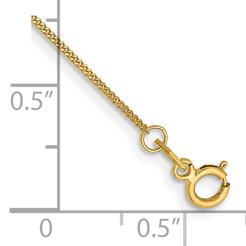 Tobillera de Oro Amarillo de 14K de 10 pulgadas y 0.9 mm con Cierre de Anillo a Resorte