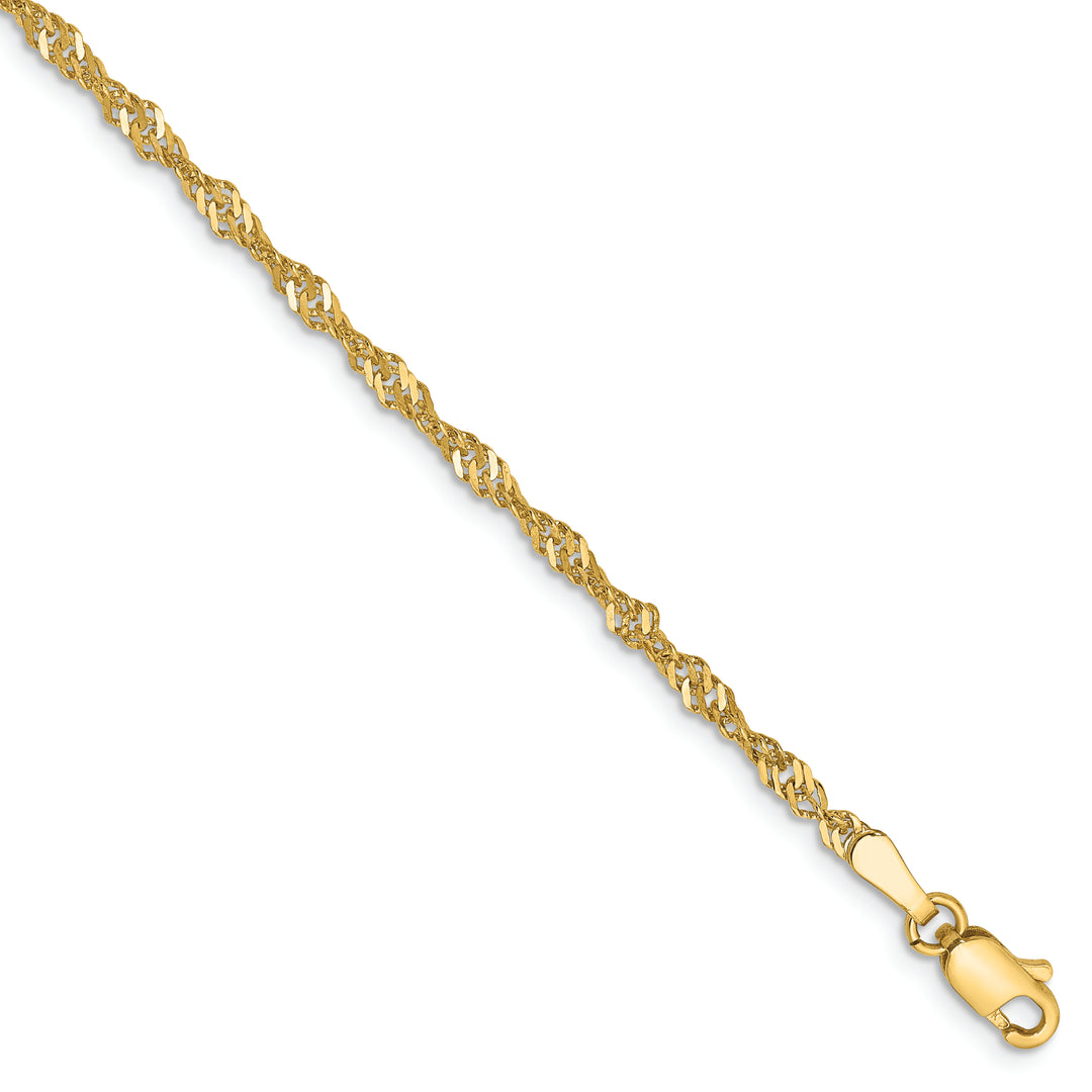 Pulsera de Oro Amarillo de 14k de 7 Pulgadas y 2 mm, con Cierre de Langosta