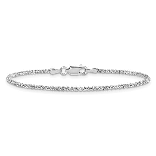Tobillera de Cadena Spiga de Oro Blanco de 14K de 10 Pulgadas y 1.7 mm con Broche de Langosta