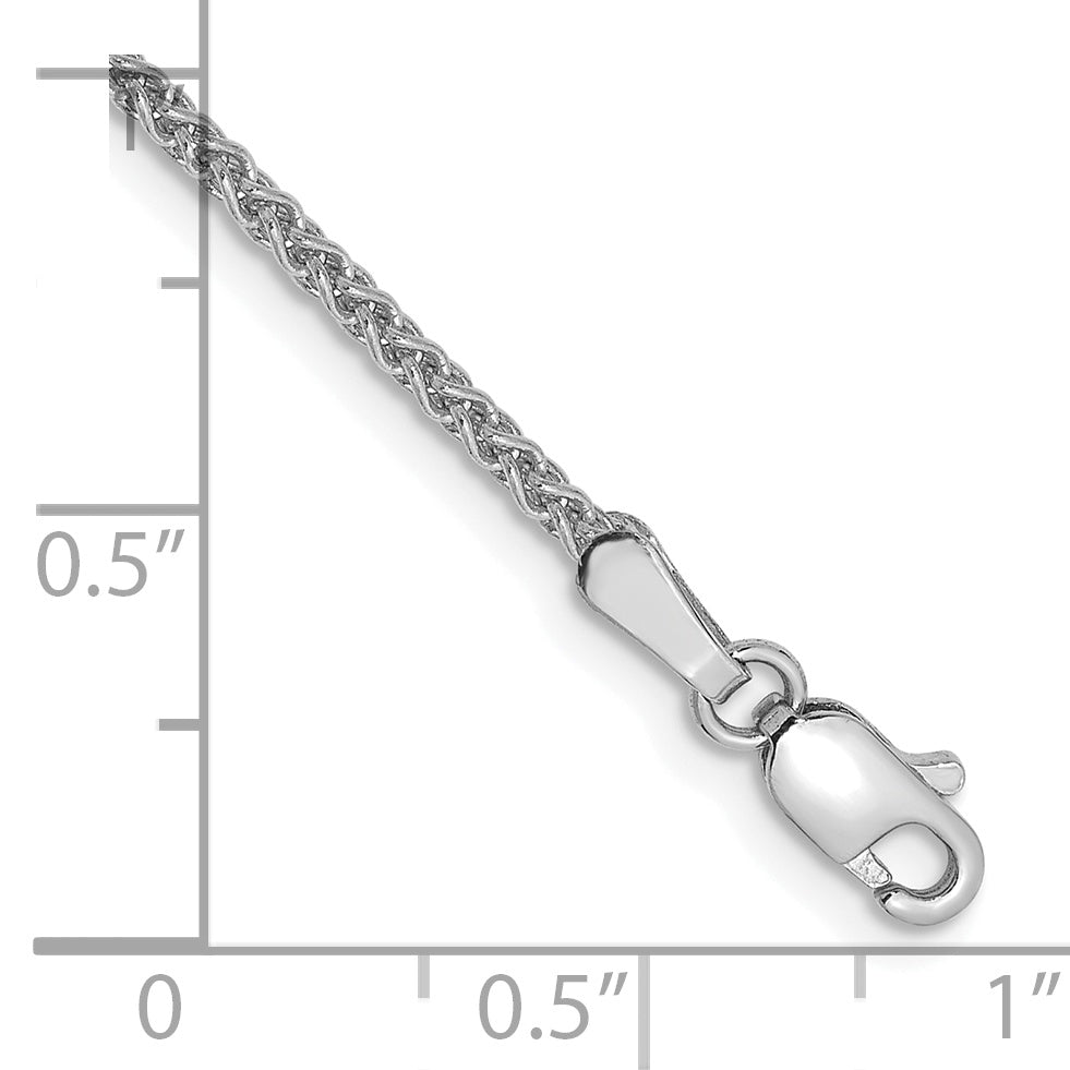 Tobillera de Cadena Spiga de Oro Blanco de 14K de 10 Pulgadas y 1.7 mm con Broche de Langosta