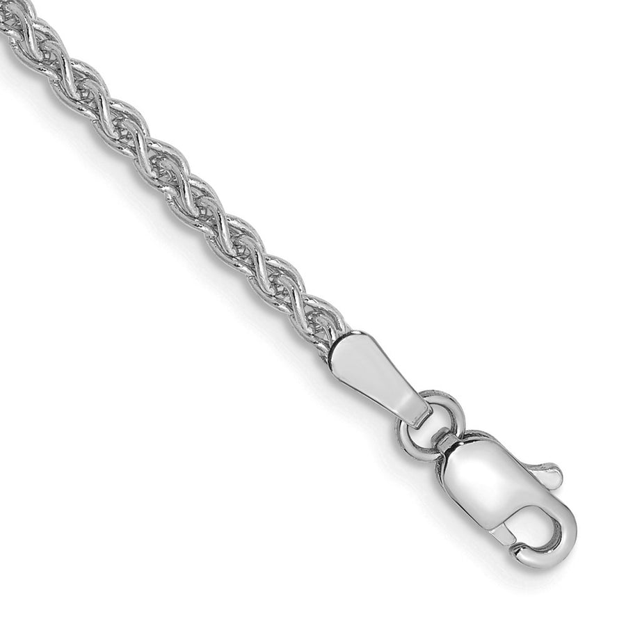Tobillera 14K de Oro Blanco 9 Pulgadas 2.1mm Spiga con Cierre de Langosta