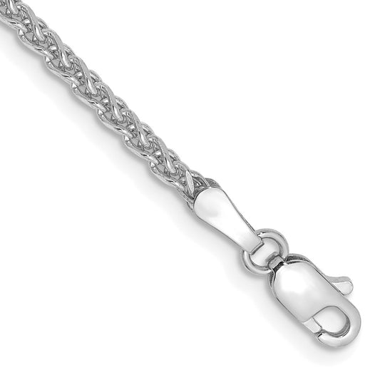 14K White Gold 7 Inch 2.1mm Spiga Cut Diamond Bracelet with Lobster Clasp