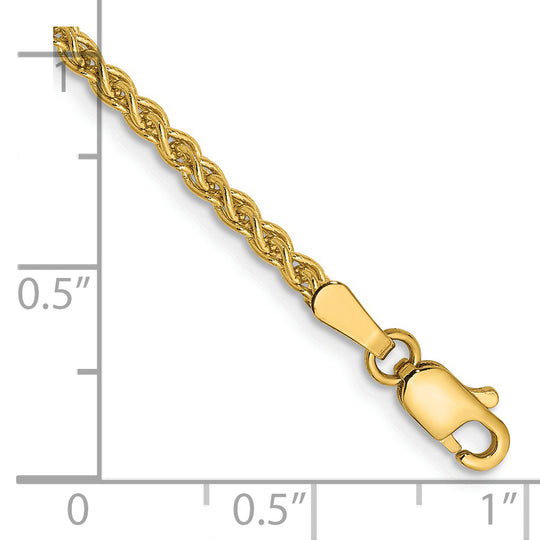 14K Yellow Gold 7 Inch 1.7mm Spiga Bracelet with Lobster Clasp