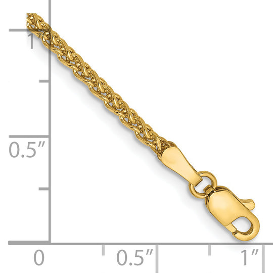 7-inch Diamond-Cut Spiga Bracelet with Lobster Clasp in 14k Gold
