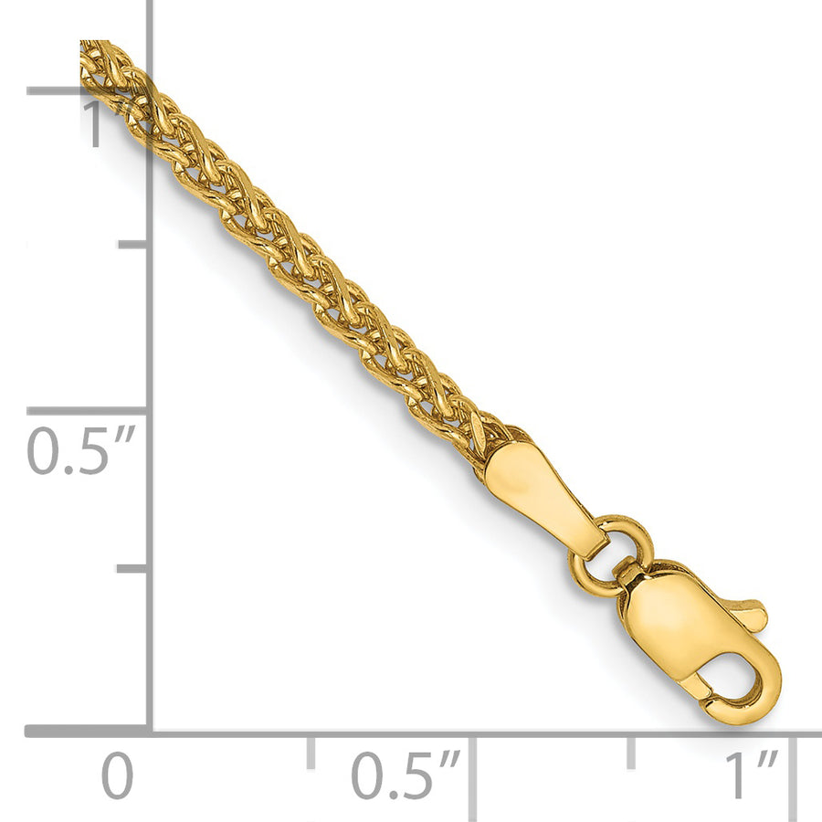 Pulsera de 7 pulgadas con Pulsera Spiga Corte Diamante y Cierre de Langosta en Oro de 14k