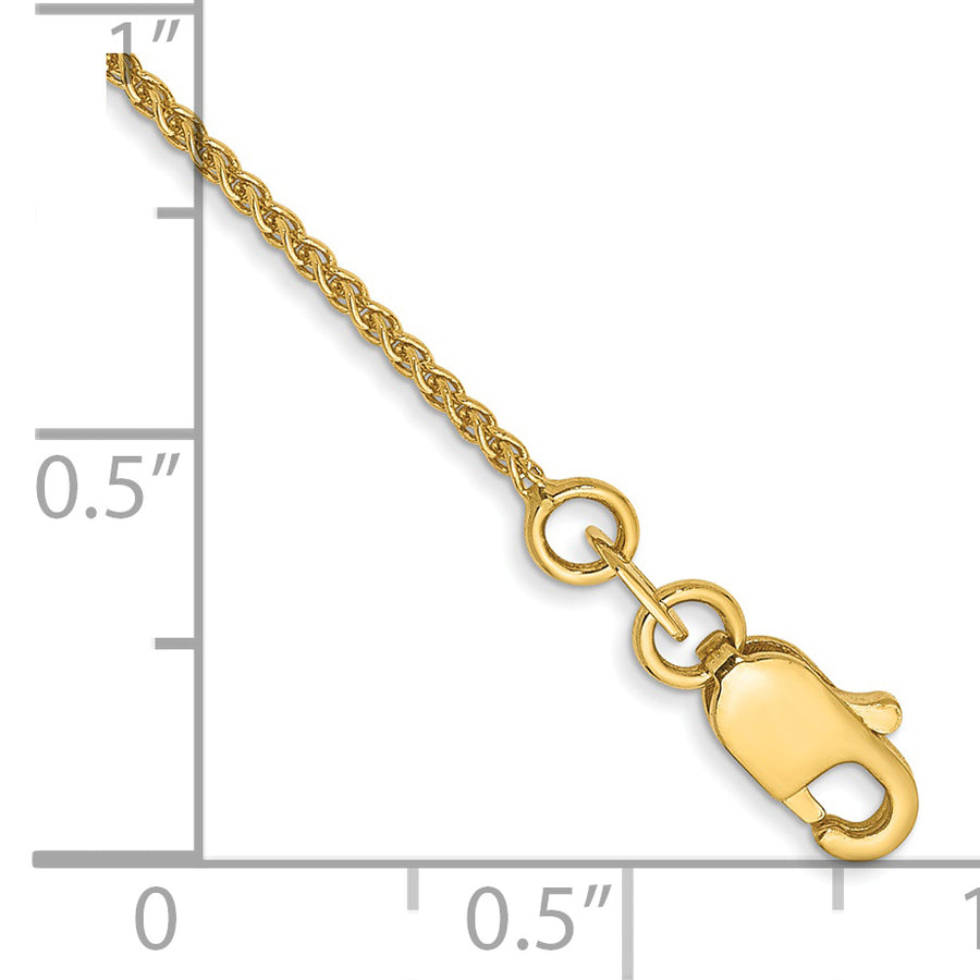 Tobillera de Oro Amarillo de 14K con Cadena Spiga de 9 Pulgadas y Cierre de Langosta