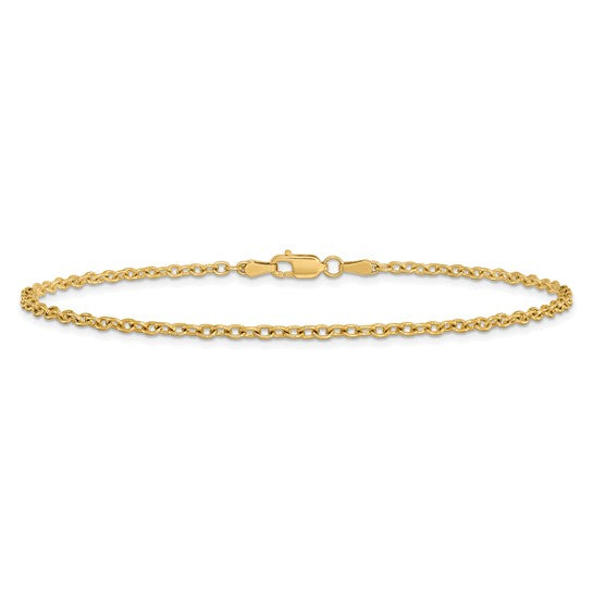 Tobillera 14K 10 Pulgadas 2.2mm Forzantine Cable con Cierre de Langosta