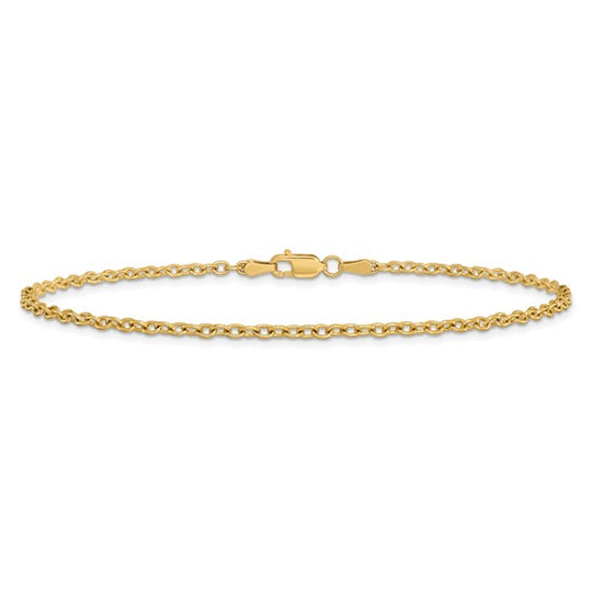 Tobillera 14K 10 Pulgadas 2.2mm Forzantine Cable con Cierre de Langosta