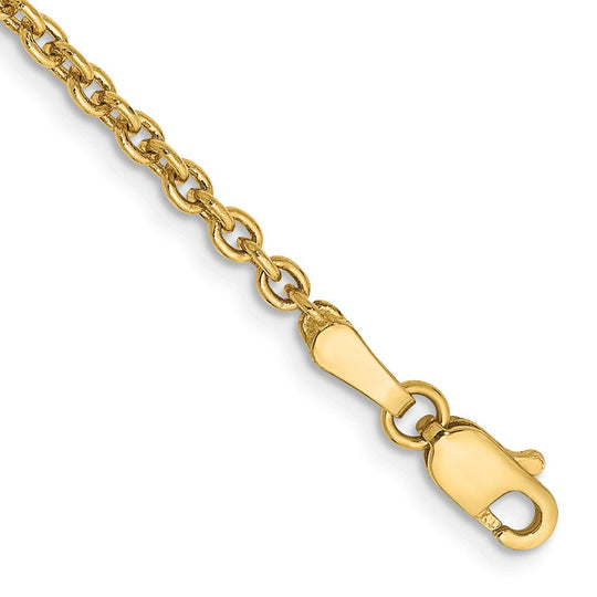 Tobillera 14K 10 Pulgadas 2.2mm Forzantine Cable con Cierre de Langosta