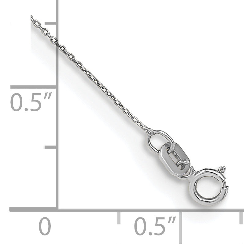 Tobillera de Oro Blanco 14K de 10 pulgadas, 0.75 mm, Tipo Cable con Cierre de Anilla de Resorte