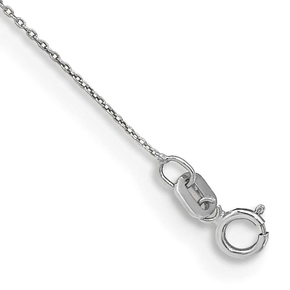 Tobillera de Oro Blanco 14K de 10 pulgadas, 0.75 mm, Tipo Cable con Cierre de Anilla de Resorte