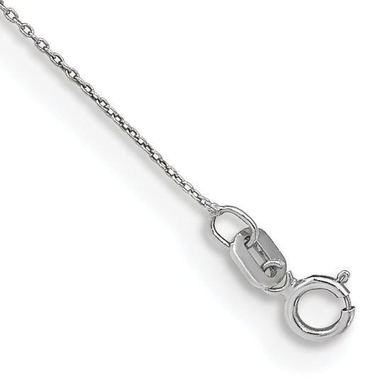 Tobillera de Oro Blanco 14K de 10 pulgadas, 0.75 mm, Tipo Cable con Cierre de Anilla de Resorte