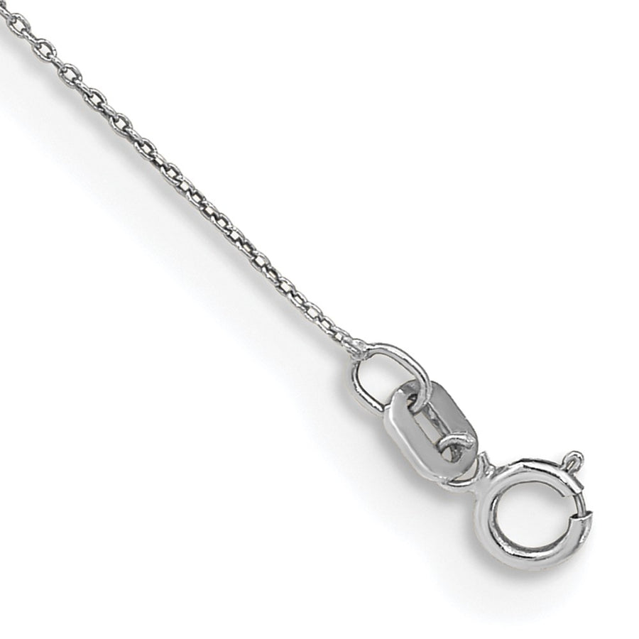 Tobillera de Oro Blanco 14K de 10 Pulgadas, 0.75 mm, Tipo Cable con Cierre de Anilla de Resorte