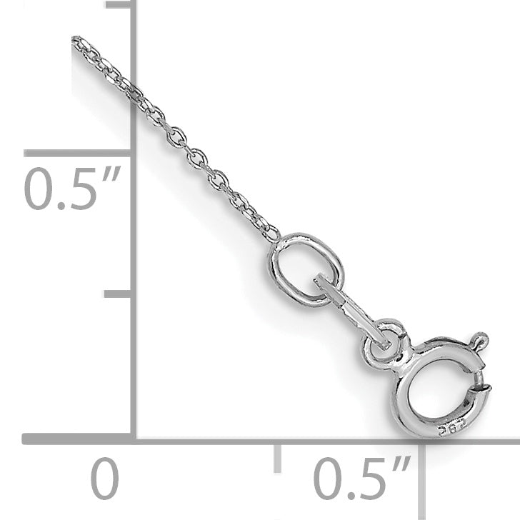 Tobillera de Oro Blanco 14K de 10 Pulgadas con Cadena de Eslabón Abierto Redondo de 0.6mm y Cierre de Anillo de Resorte