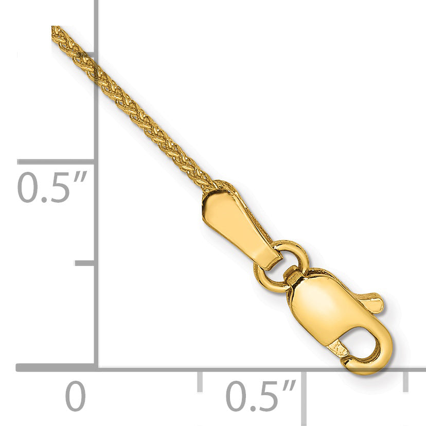 Tobillera de Espiga Cortada a Diamante de 14K de 10 Pulgadas y 1.05 mm con Cierre de Langosta