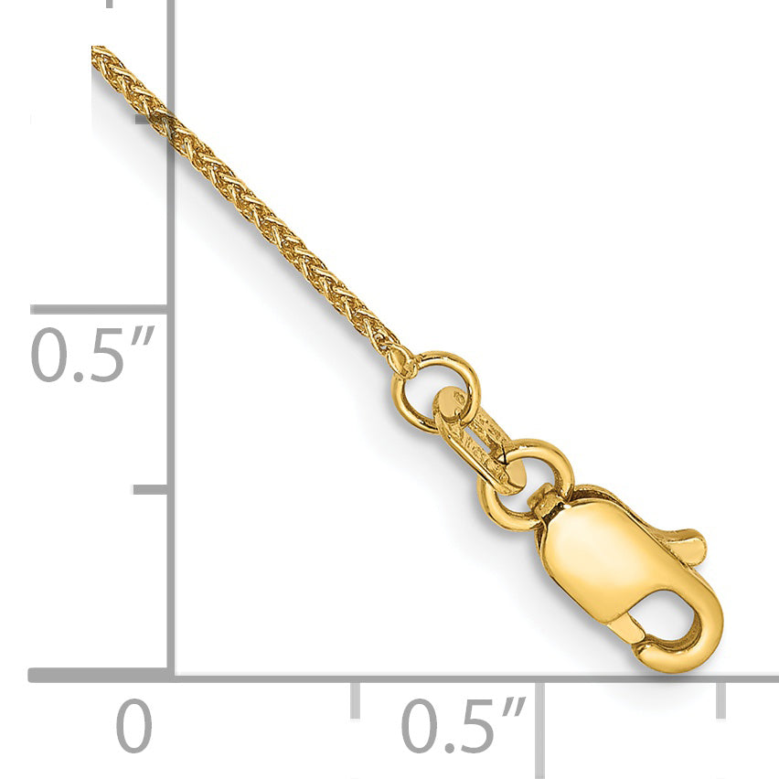 Tobillera de Cadena Espiga de 14K de 10 Pulgadas y 0.85 mm con Cierre de Langosta