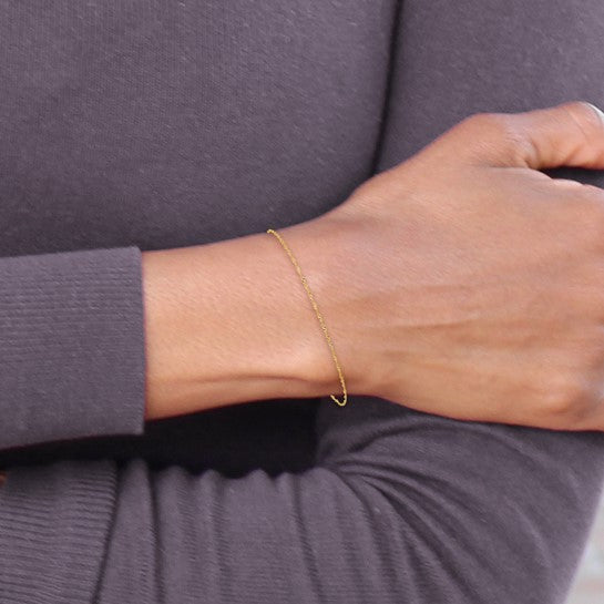 Tobillera de Oro Amarillo de 14K de 9 Pulgadas y 1 mm con Cadena de Estilo Singapore y Cierre de Anilla de Resorte