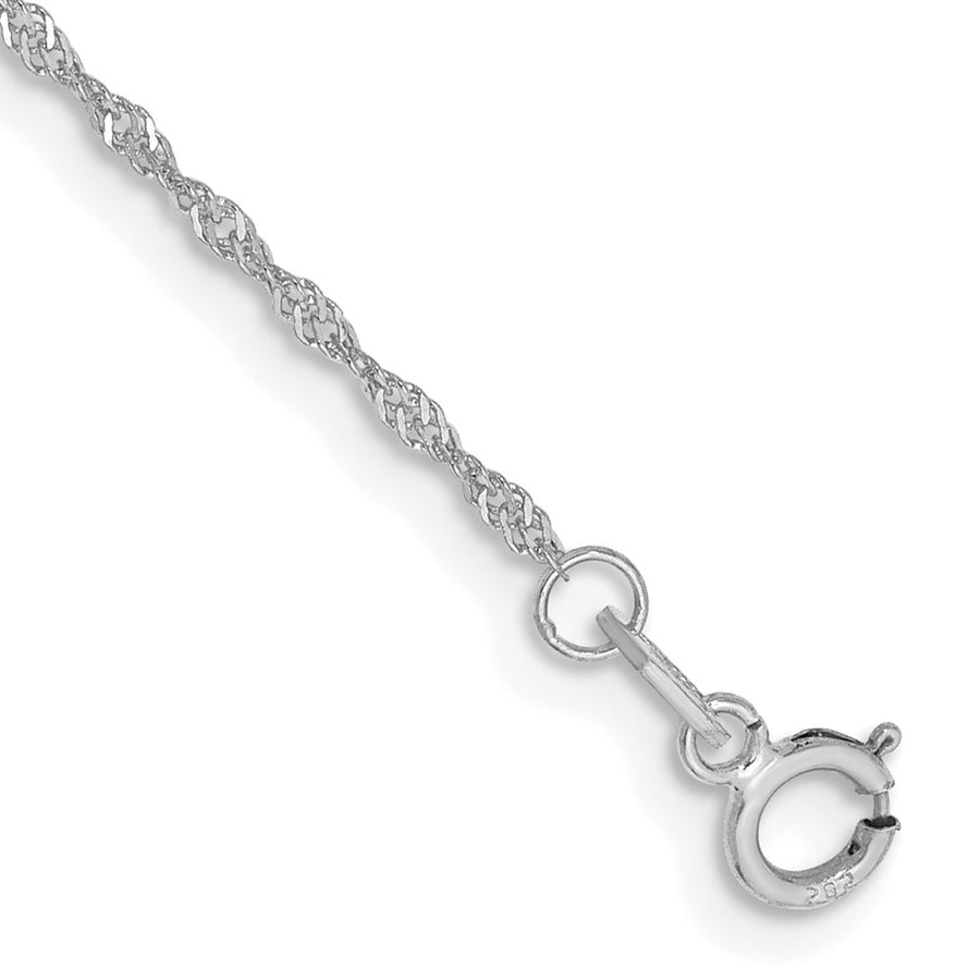 Tobillera de 14K en Oro Blanco de 9 Pulgadas y 1.10 mm Tipo Singapore con Cierre de Anillo de Resorte