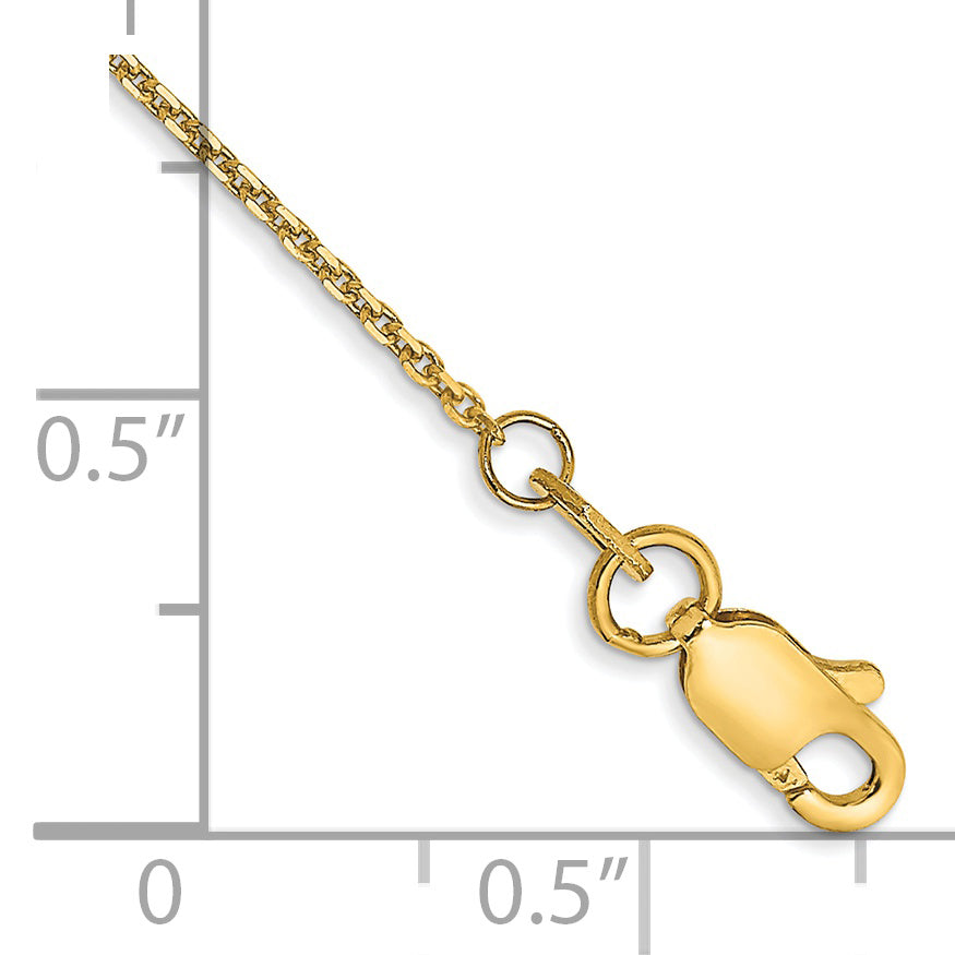 Tobillera de Cadena de Corte Diamante en Oro Amarillo de 14K de 10 Pulgadas y 0.95 mm con Cierre de Langosta