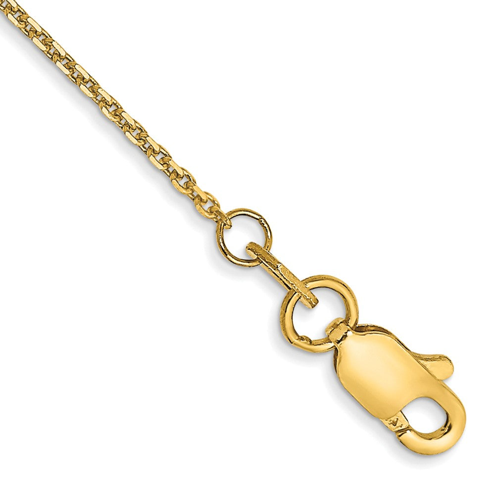 Tobillera de Cadena de Corte Diamante en Oro Amarillo de 14K de 10 Pulgadas y 0.95 mm con Cierre de Langosta