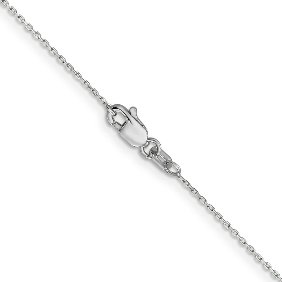 Cadena con Cierre de Anillo de Resorte Corte Diamante de 0.8 mm en Oro Blanco de 14k