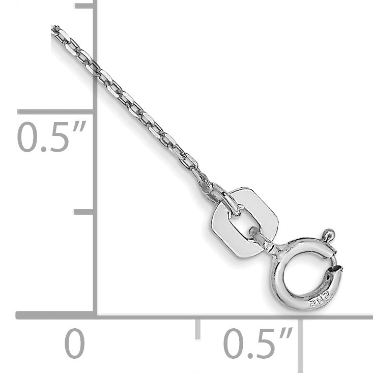 Tobillera 14K Oro Blanco 10 Pulgadas 0.8mm Cable con Cierre de Resorte