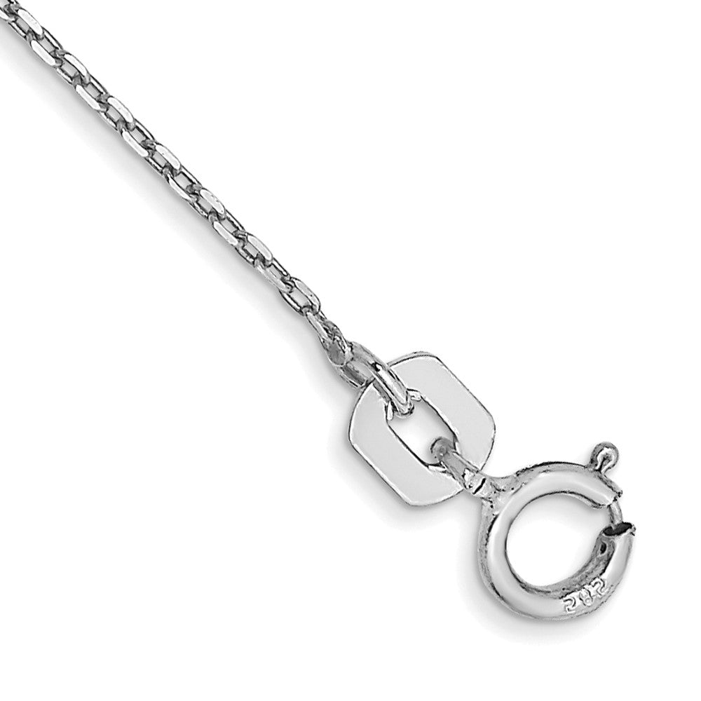Tobillera 14K Oro Blanco 10 Pulgadas 0.8mm Cable con Cierre de Resorte